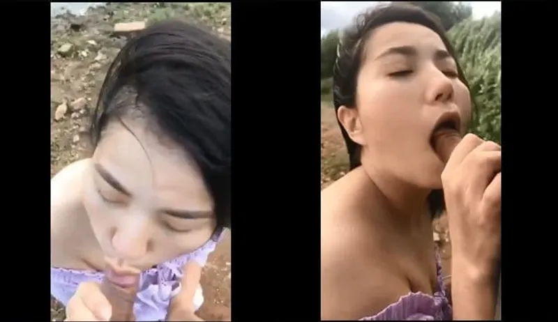 Gấu bj cho cô bạn gái bên bờ sông
